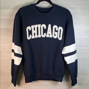 Chicago by New York Popular Navy Embroidered Crewneck Unisex Sweatshirt Medium